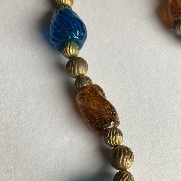 Cadoro Chunky Glass Bead Gold Tone Long Necklace - Picture 4 of 11